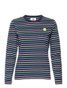 Moa Stripe Long Sleeve Tops T-shirts & Tops Long-sleeved Blue Double A By Wood Wood