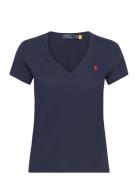 Cotton Jersey V-Neck Tee Tops T-shirts & Tops Short-sleeved Navy Polo Ralph Lauren