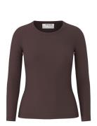 Slfdianna Ls O-Neck Top Noos Tops T-shirts & Tops Long-sleeved Brown Selected Femme