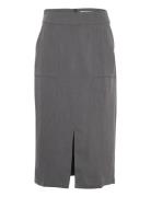 Sibylle Skirt Knælang Nederdel Grey A-View