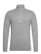 Slhryan Structure Half Zip Tops Knitwear Half Zip Jumpers Grey Selected Homme