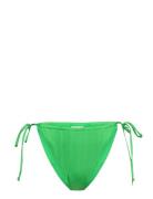 Shiny Ruched Tie Bikini Brief Swimwear Bikinis Bikini Bottoms Side-tie Bikinis Green Gina Tricot