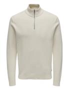 Onsphil Reg 12 Struc Half Zip Knit Noos Tops Knitwear Half Zip Jumpers Cream ONLY & SONS