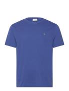 Reg Shield Ss T-Shirt Tops T-Kortærmet Skjorte Blue GANT