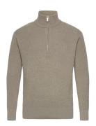 Slhrodney Ls High Neck Half Zip Tops Knitwear Half Zip Jumpers Khaki Green Selected Homme