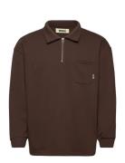 Dom Half-Zip Sweat Designers Sweatshirts & Hoodies Sweatshirts Brown Woodbird