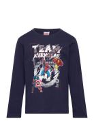 Long-Sleeved T-Shirt Tops T-shirts Long-sleeved T-Skjorte Navy Marvel