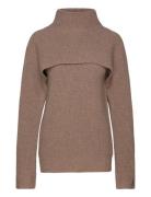 Recycled Wool Overlay Sweater Tops Knitwear Turtleneck Brown Calvin Klein