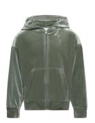 Hoodie Full Zip Tops Sweatshirts & Hoodies Hoodies Green Rosemunde Kids