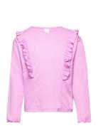 Top Long Sleeve Flounce Tops T-shirts Long-sleeved T-Skjorte Pink Lindex