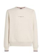 Tommy Logo Tipped Crewneck Tops Sweatshirts & Hoodies Sweatshirts Beige Tommy Hilfiger