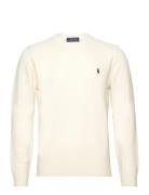 Wool-Cashmere Crewneck Sweater Tops Knitwear Round Necks Cream Polo Ralph Lauren