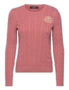 Button-Trim Cable-Knit Cotton Sweater Tops Knitwear Jumpers Pink Lauren Ralph Lauren