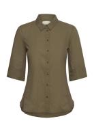 Emmalenapw Sh Tops Shirts Short-sleeved Khaki Green Part Two