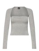 Soft Touch Square Neck Top Tops T-shirts & Tops Long-sleeved Grey Gina Tricot