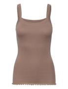 Organic Cotton Strap Top Tops T-shirts & Tops Sleeveless Brown Rosemunde