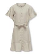 Kogcaro S/S Belt Dress Wvn Dresses & Skirts Dresses Casual Dresses Short-sleeved Casual Dresses Beige Kids Only