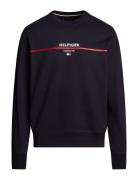 Hilfiger Stripe Terry Sweatshirt Tops Sweatshirts & Hoodies Sweatshirts Navy Tommy Hilfiger