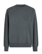 Ck Applique Crew Neck Tops Sweatshirts & Hoodies Sweatshirts Blue Calvin Klein Jeans