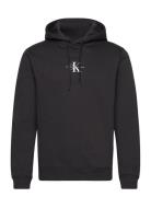 Monologo Hoodie Tops Sweatshirts & Hoodies Hoodies Black Calvin Klein Jeans