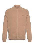 Textured Cotton Full-Zip Sweater Tops Sweatshirts & Hoodies Sweatshirts Beige Polo Ralph Lauren