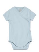 Baby Rib Jersey Body Crossover W. Ss Bodies Wrap Bodies Blue Copenhagen Colors