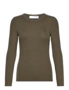 Slfdianna Ls O-Neck Top Noos Tops T-shirts & Tops Long-sleeved Khaki Green Selected Femme