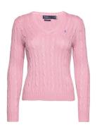 Cable-Knit Cotton V-Neck Sweater Tops Knitwear Jumpers Pink Polo Ralph Lauren