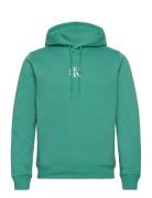 Monologo Hoodie Tops Sweatshirts & Hoodies Hoodies Green Calvin Klein Jeans