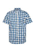 Ss Eco Twll Strtch A Tops Shirts Short-sleeved Blue Original Penguin