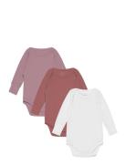 3 Pack Rib Jersey Long Sleeve Body Bodies Long-sleeved Pink Copenhagen Colors