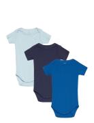 3 Pack Rib Jersey Short Sleeve Body Bodies Short-sleeved Blue Copenhagen Colors