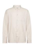 Regular Fit Melangé Flannel Shirt - Tops Shirts Casual Cream Knowledge Cotton Apparel