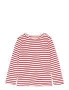 T-Shirt L/S Modal Striped Tops T-shirts Long-sleeved T-Skjorte Red Petit Piao