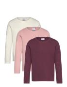 Top L S 2X2 Rib 3 Pack Tops T-shirts Long-sleeved T-Skjorte Multi/patterned Lindex