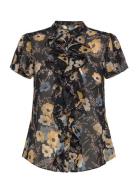 Floral Ruffle-Trim Georgette Blouse Tops Blouses Short-sleeved Multi/patterned Lauren Ralph Lauren