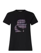 Boucle Profile T-Shirt Tops T-shirts & Tops Short-sleeved Black Karl Lagerfeld