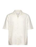 Relaxed-Fit 100% Cotton Embroidered Shirt Tops T-Kortærmet Skjorte White Mango