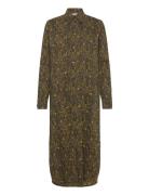 Crinckle Pop Zindi Dress Aop Maxikjole Festkjole Khaki Green Mads Nørgaard