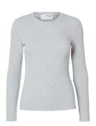 Slfanna Ls Crew Neck Tee S Noos Tops T-shirts & Tops Long-sleeved Grey Selected Femme