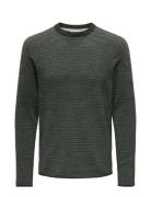 Onsniguel Reg 12 Stripe Crew Knit Tops Knitwear Round Necks Green ONLY & SONS