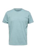 Slhaspen Mini Str Ss O-Neck Tee Noos Tops T-Kortærmet Skjorte Blue Selected Homme