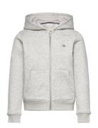 Shield Zip Hoodie Tops Sweatshirts & Hoodies Hoodies Grey GANT