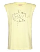 Cotton T-Shirt With Shoulderpads Tops T-shirts & Tops Sleeveless Yellow Stella Nova