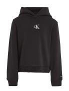 Ck Logo Boxy Hoodie Tops Sweatshirts & Hoodies Hoodies Black Calvin Klein