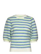 Knitted Wave Stripe Short Sleeved S Tops Knitwear Jumpers Blue Stella Nova