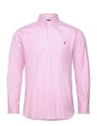 Custom Fit Striped Stretch Oxford Shirt Tops Shirts Casual Pink Polo Ralph Lauren