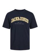 Jjecaleb Varsity Tee Ss O-Neck Noos Tops T-Kortærmet Skjorte Navy Jack & J S