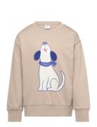 Sweater Dog Placement Tops Sweatshirts & Hoodies Sweatshirts Beige Lindex