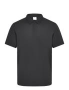 Slim-Fit Cotton Piqué Textured Polo Shirt Tops Polos Short-sleeved Black Mango